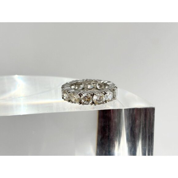 Chunky 360 degree Multi Gemstoned Vintage Sterling Silver Style Ring - sz 5.75 - Picture 9 of 10